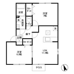 Ｄ’フレアタウン長宮 Ⅲの物件間取画像